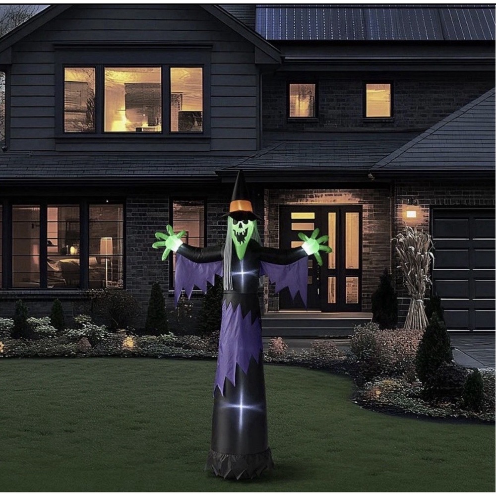 10 ft Witch Halloween Inflatable Decor with LED Lights Indoor/Outdoor